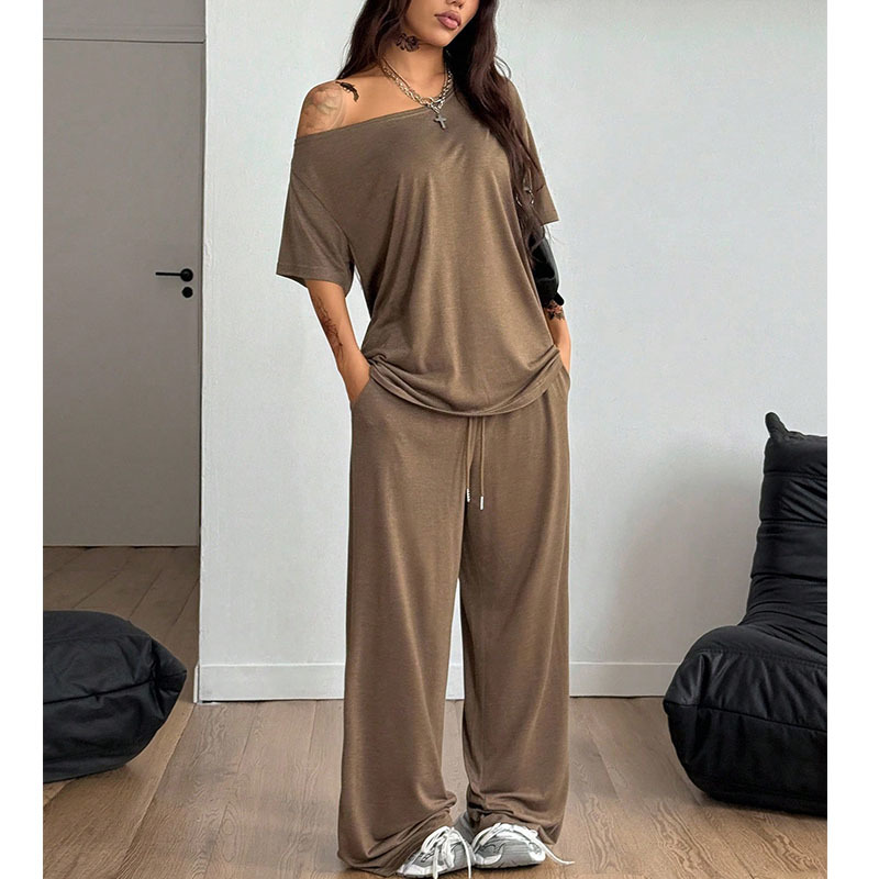 Off Shoulder Blouse - Summer 2026 Women's Casual Solid Asymmetrical