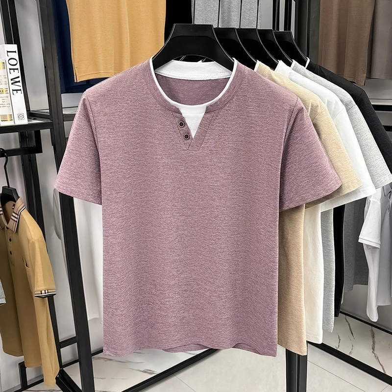 Summer Clothing For Young Men - Men's Minimalist Henley Neck T Shirt