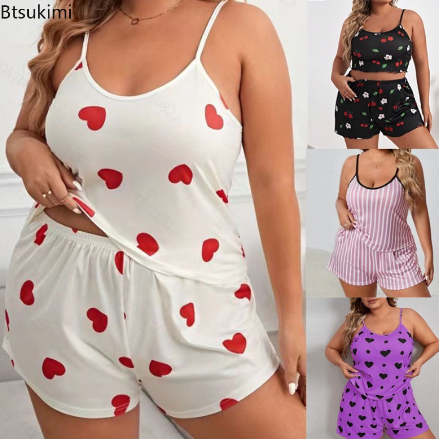 Xl Summer Clothing - 2026 Summer Women's Heart Print Pajama