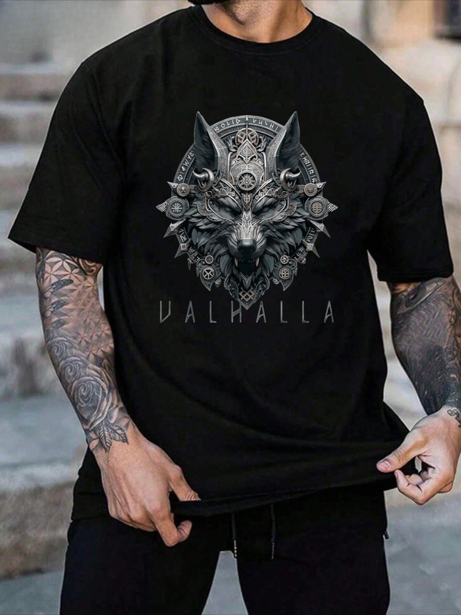 Summer Viking Clothing - Summer New Men's Viking Wolf Head