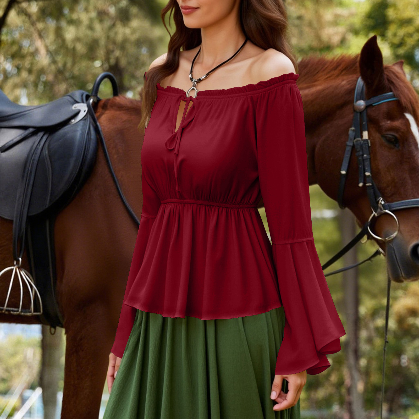 Womens Blouse Gothic Renaissan - مراجعة Off Shoulder Blouse وسعره