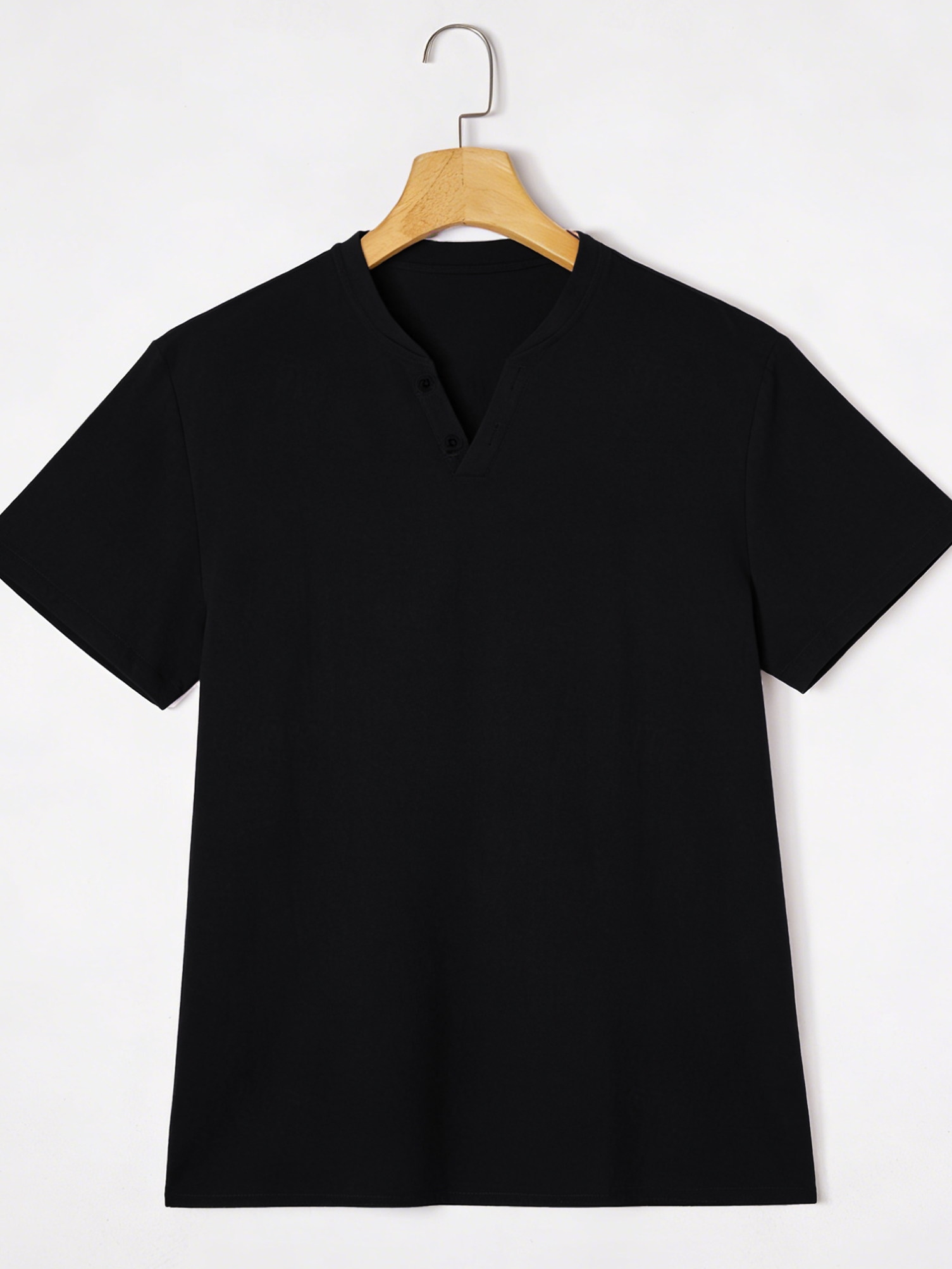 Elegant Black Henley Short-Sle - مراجعة Summer Clothing For Young Men وسعره
