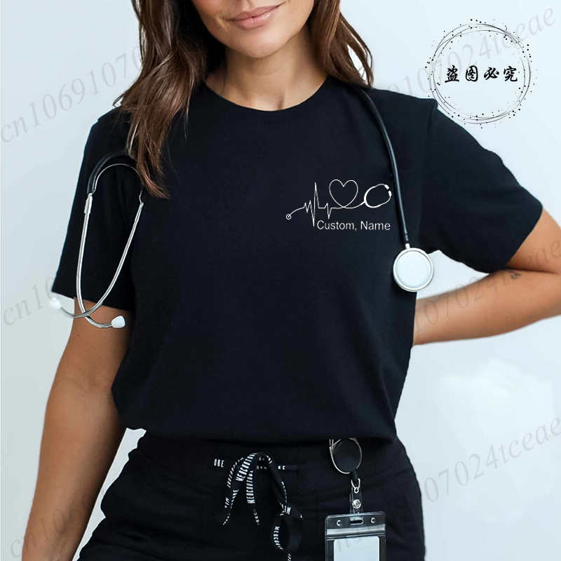 Custom Name Nurse Shirt Stetho - مراجعة Summer Clothing Names وسعره