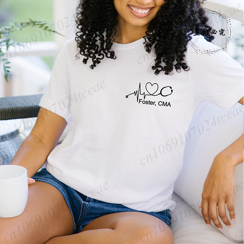 Custom Name Nurse Shirt Stetho - مراجعة Summer Clothing Names وسعره