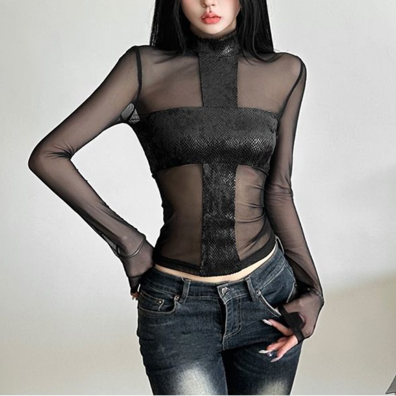 American Style Mesh Long Sleev - مراجعة Off Shoulder Blouse وسعره