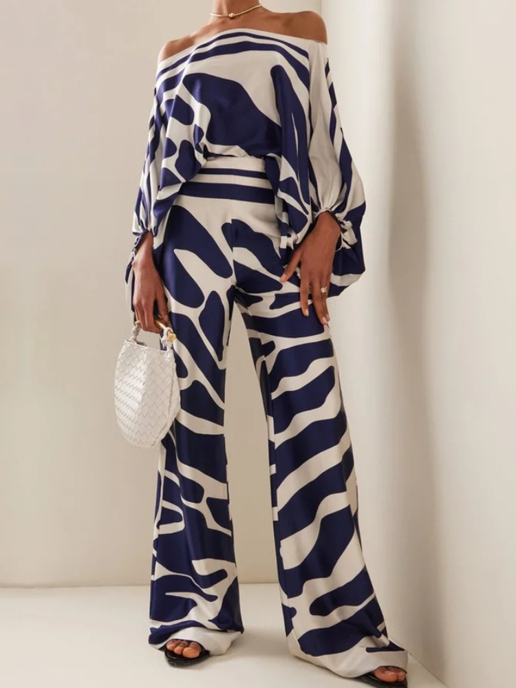 Women's Printed Satin 2-piece  - مراجعة Off Shoulder Blouse وسعره