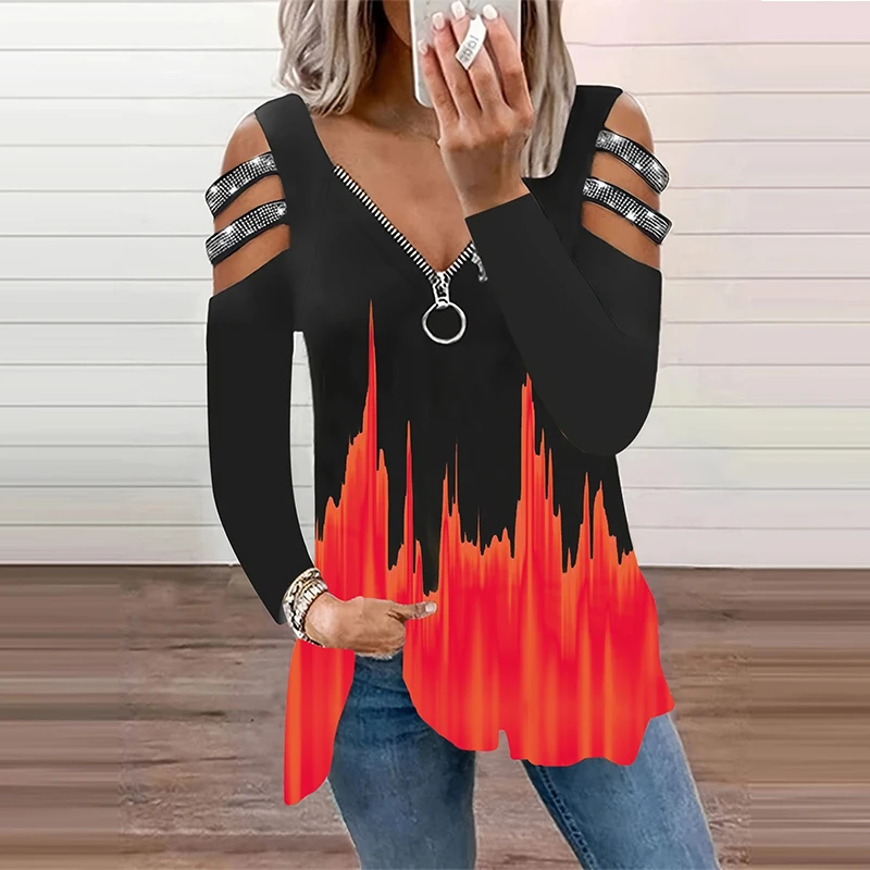Gradient Color Zipper V Neck T - مراجعة Summer Clothing Drop وسعره