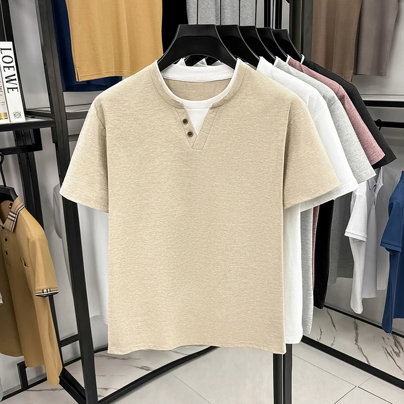 Men's Minimalist Henley Neck T - مراجعة Summer Clothing For Young Men وسعره