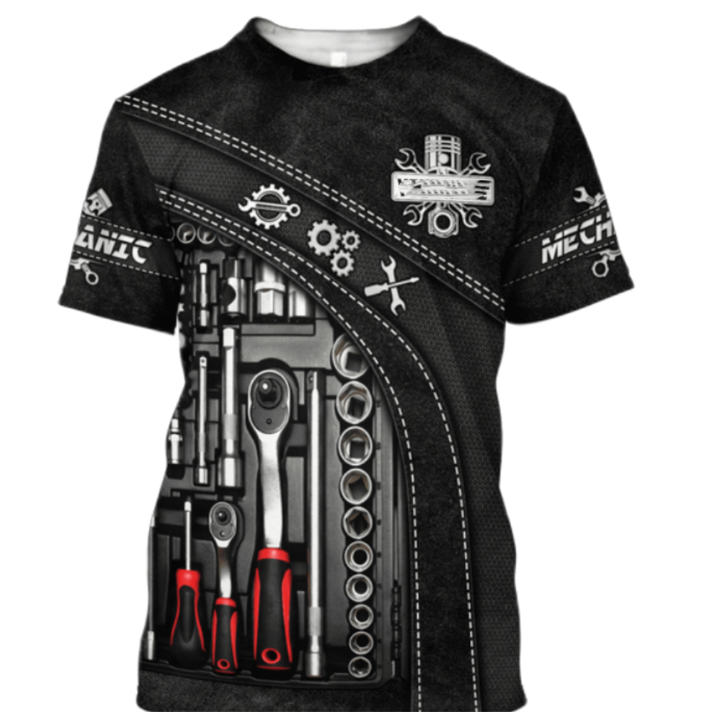 Vintage T-Shirt Mechanic 3D Pr - مراجعة Summer Clothing Names وسعره