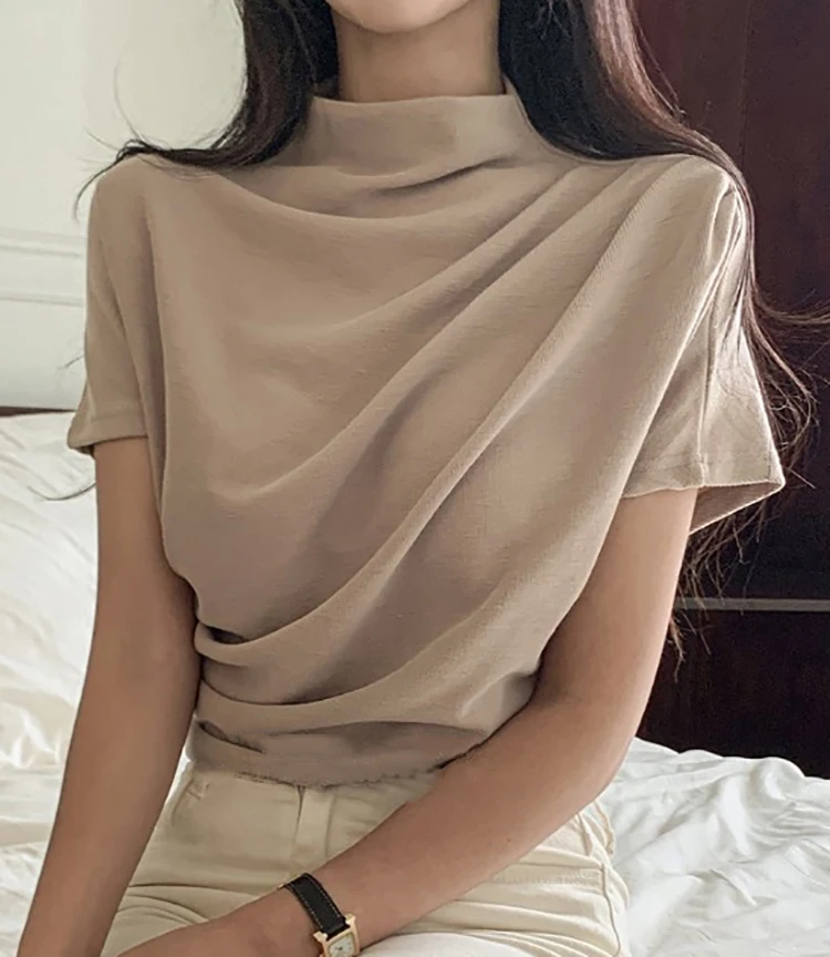 Half Turtleneck T Shirt Women  - مراجعة Summer Clothing Drop وسعره