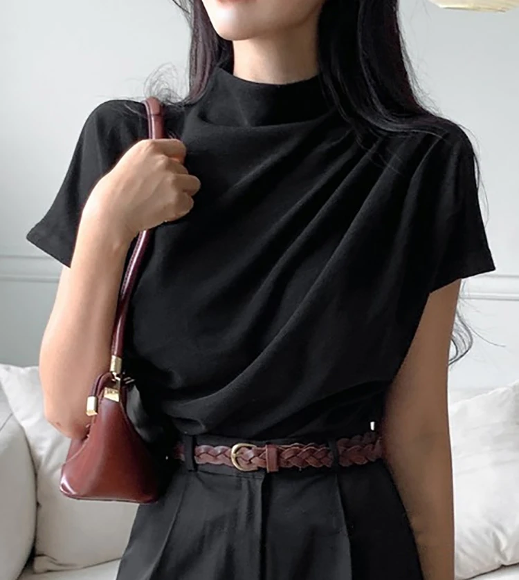 Half Turtleneck T Shirt Women  - مراجعة Summer Clothing Drop وسعره
