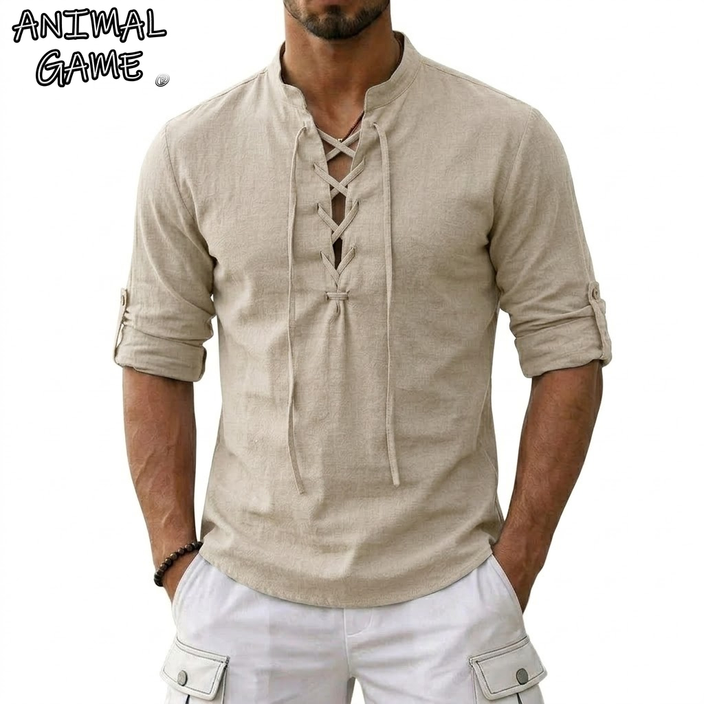 Men's Long Sleeved Linen T-Shi - مراجعة Summer Viking Clothing وسعره