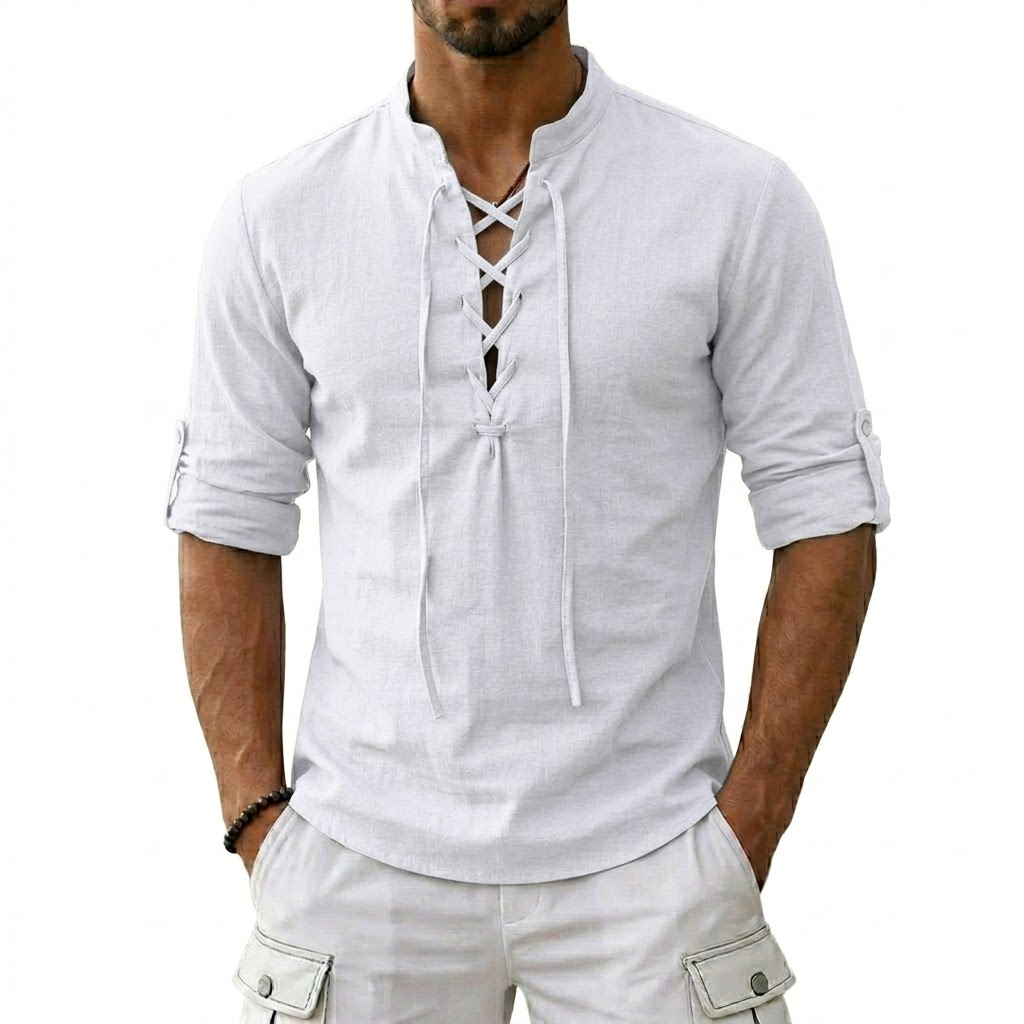 Men's Long Sleeved Linen T-Shi - مراجعة Summer Viking Clothing وسعره