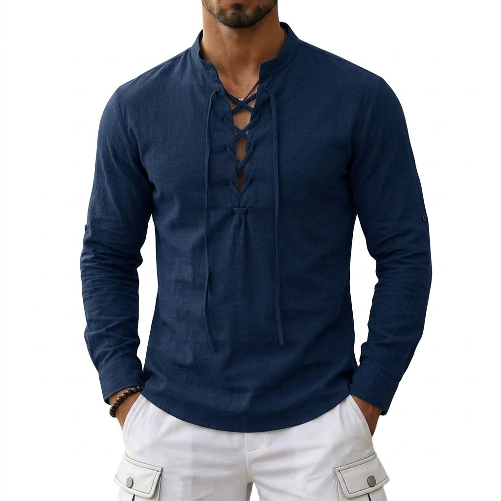 Men's Long Sleeved Linen T-Shi - مراجعة Summer Viking Clothing وسعره
