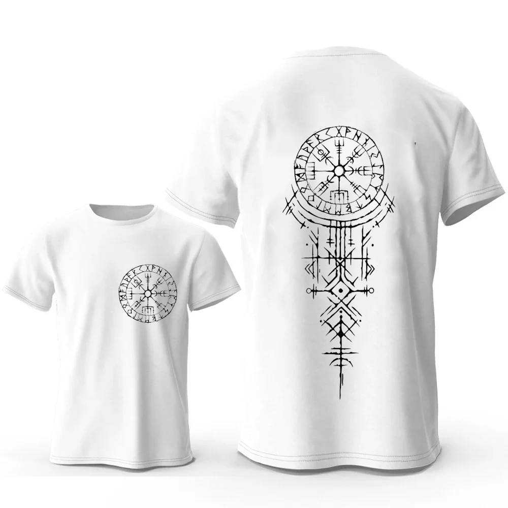 Viking Runic Compass Graphic T - مراجعة Summer Viking Clothing وسعره