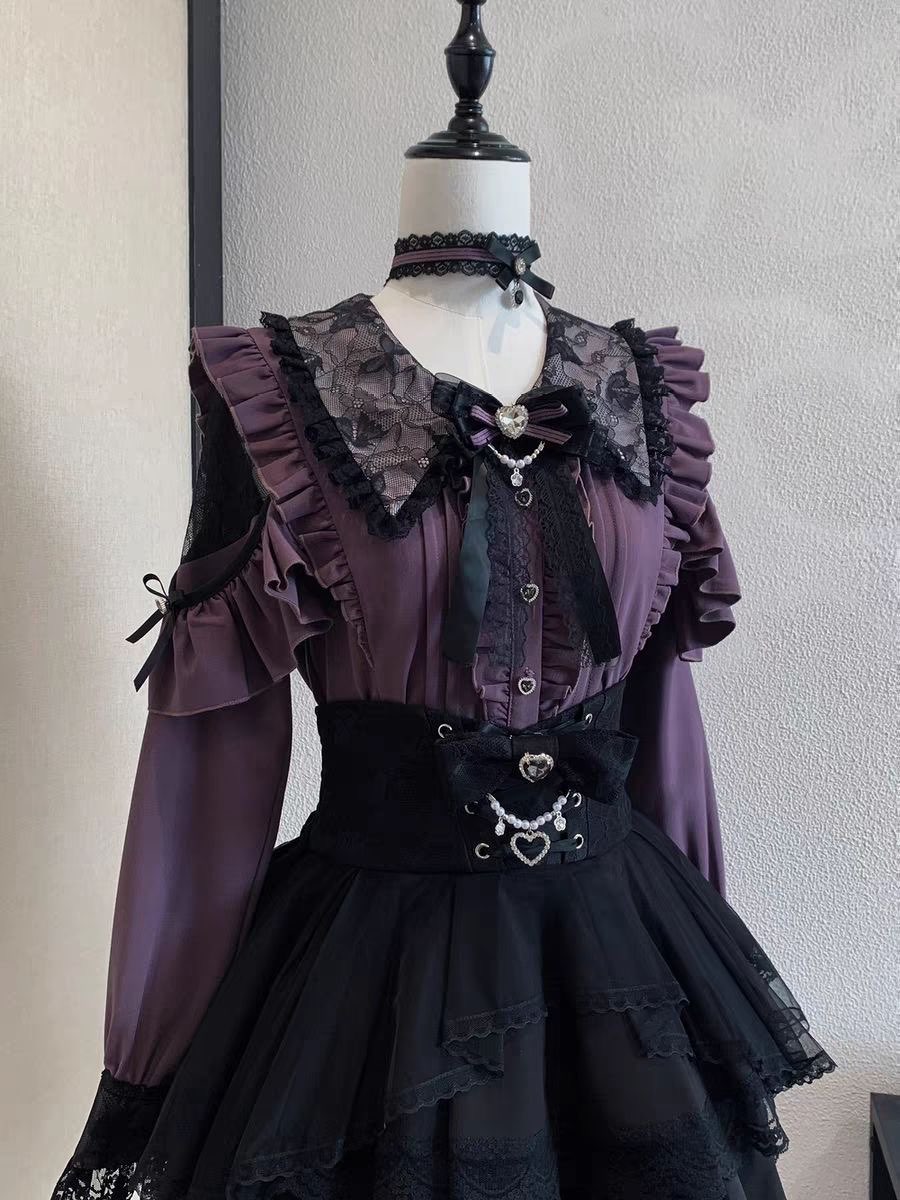 Harajuku Kawaii Skirt Sets Wom - مراجعة Off Shoulder Blouse وسعره