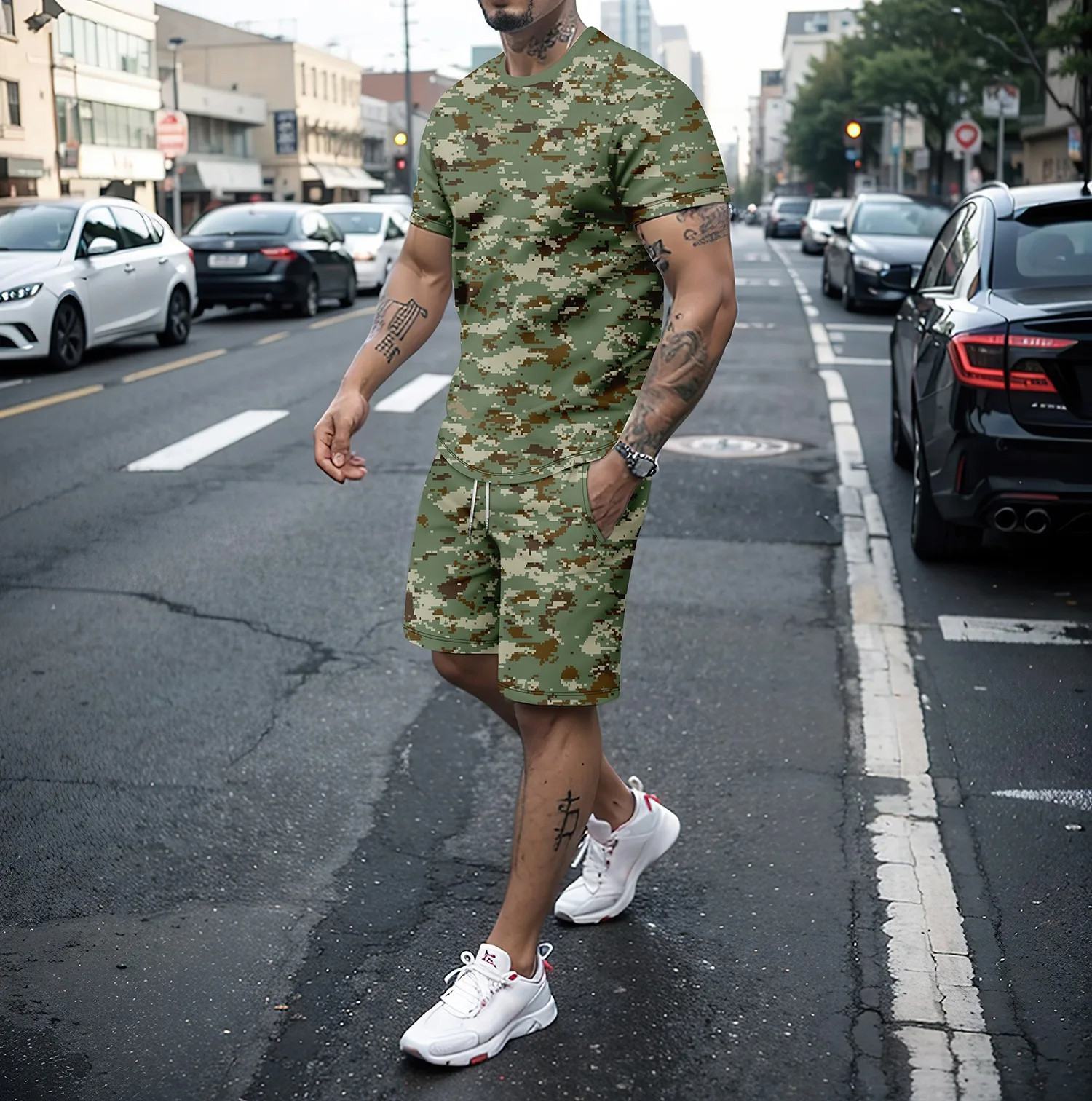 Camouflage Outdoor Tracksuits  - مراجعة Summer Clothing For Young Men وسعره