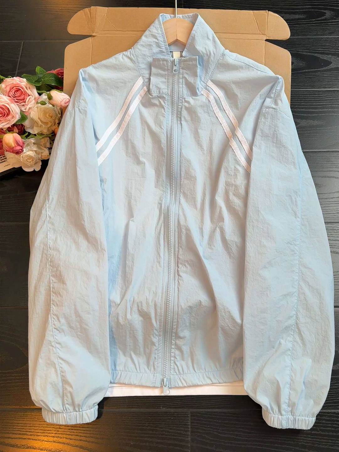 Light Blue Striped Stand Colla - مراجعة Summer Light Clothing وسعره