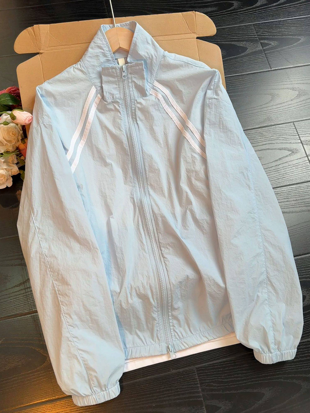 Light Blue Striped Stand Colla - مراجعة Summer Light Clothing وسعره