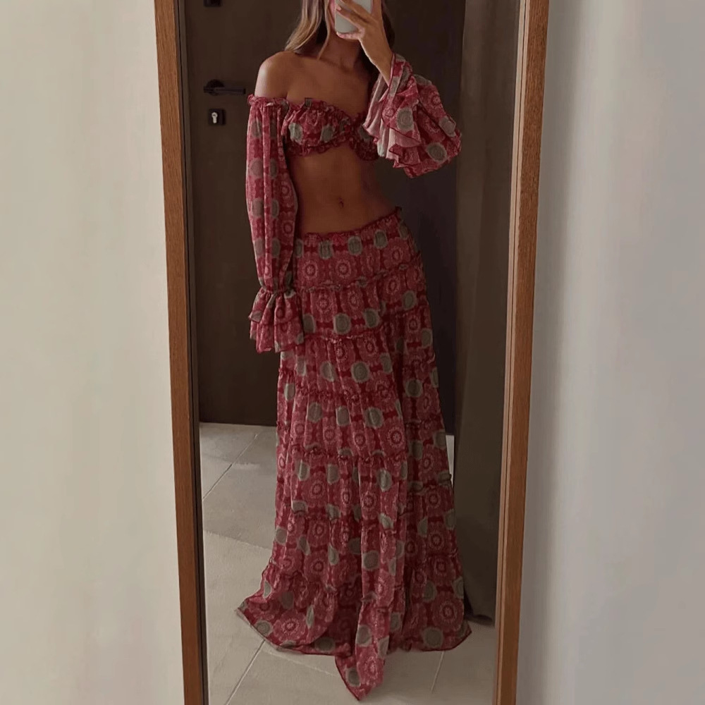 Vintage Print Skirt Two Piece  - مراجعة Summer Clothing Vacation وسعره