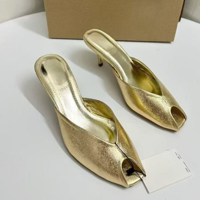 Shiny Gold Women Mules Shoes S - مراجعة Summer Clothing Sale وسعره