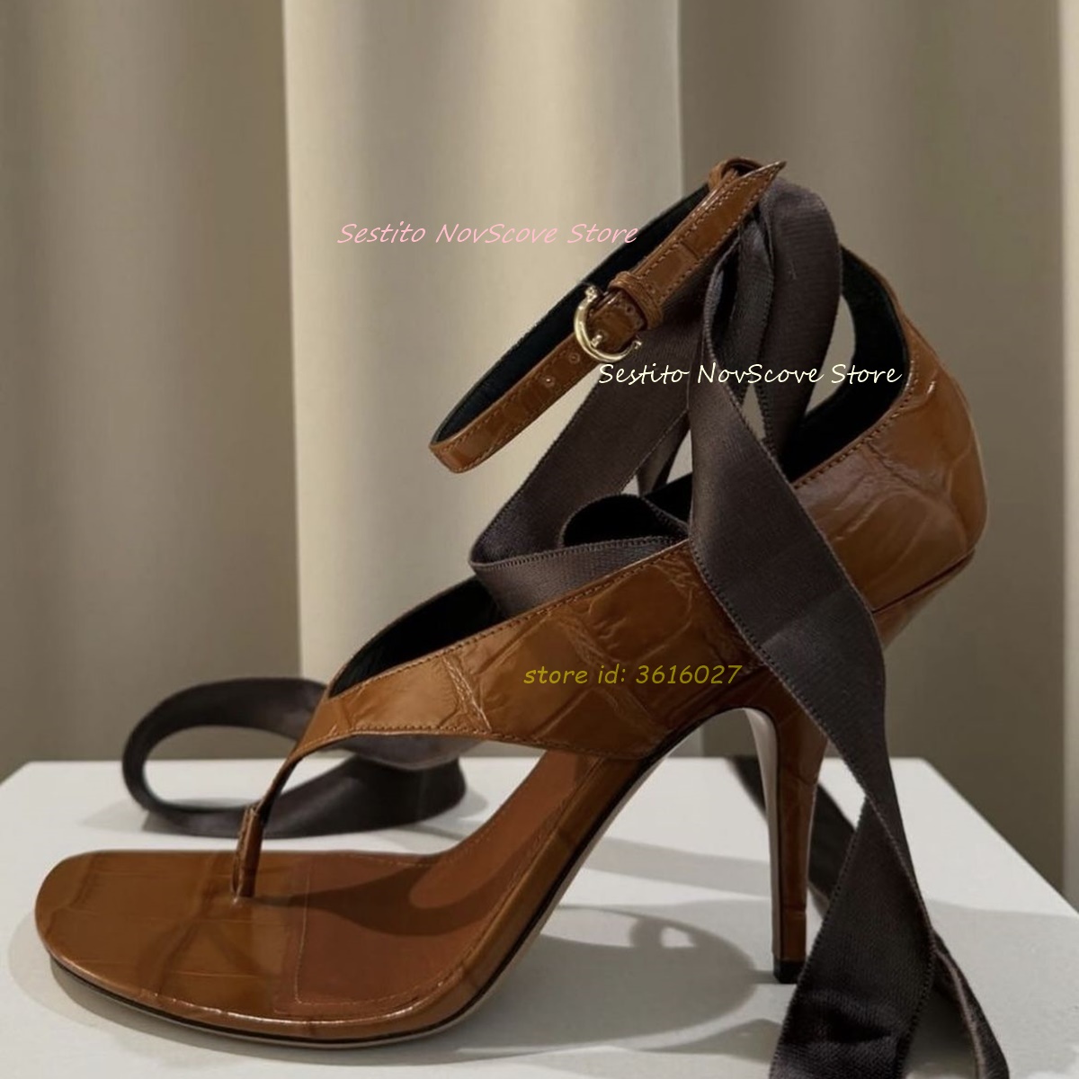 Brown Open Toe Lace Up Sandals - مراجعة Summer Clothing Sale وسعره