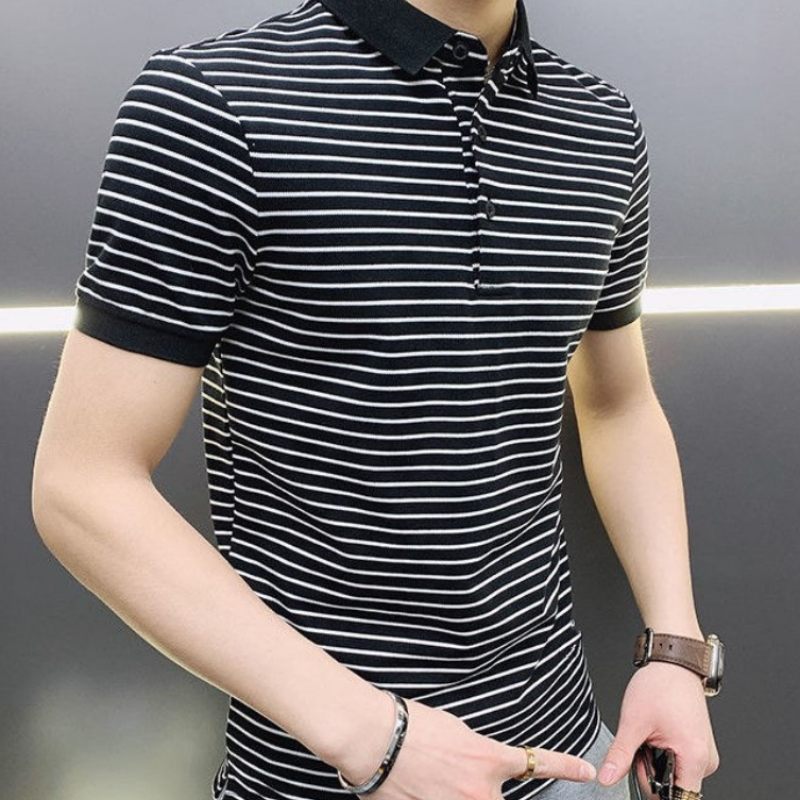 Man with Collar Tee Shirts Str - مراجعة Xl Summer Clothing وسعره