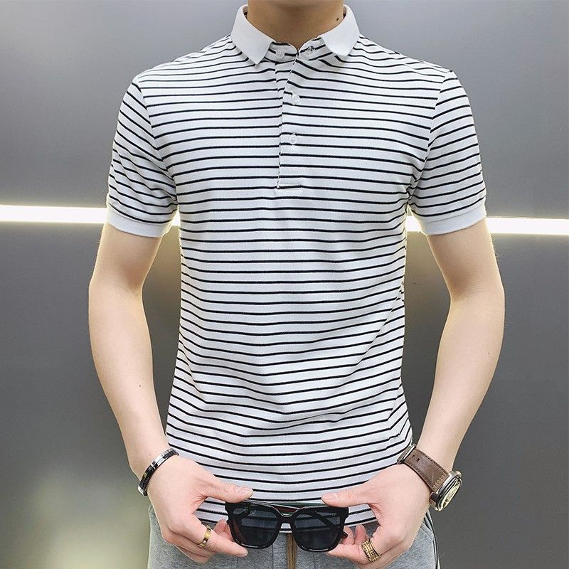 Man with Collar Tee Shirts Str - مراجعة Xl Summer Clothing وسعره