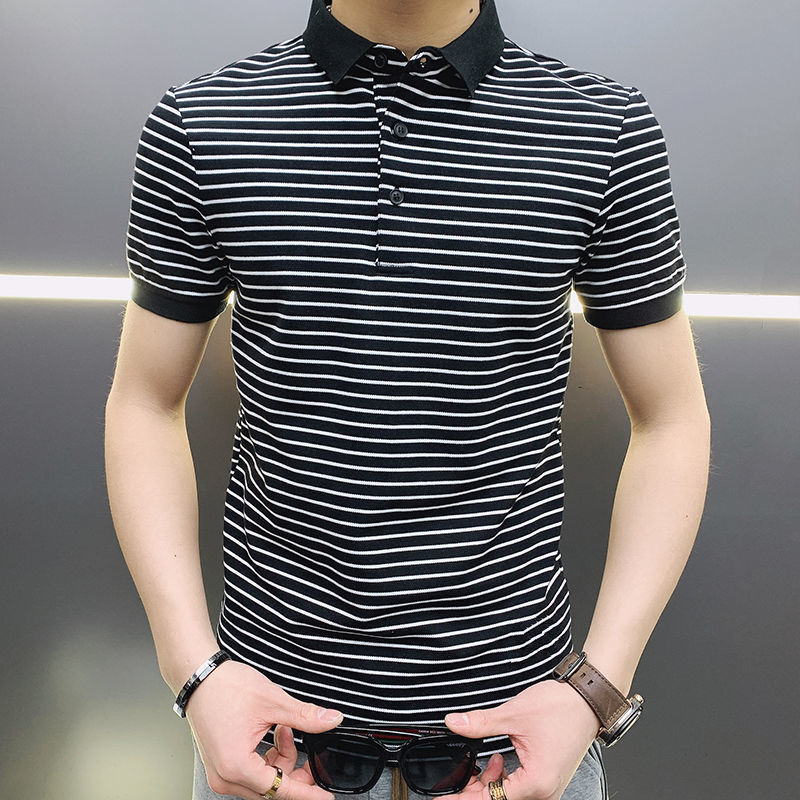 Man with Collar Tee Shirts Str - مراجعة Xl Summer Clothing وسعره
