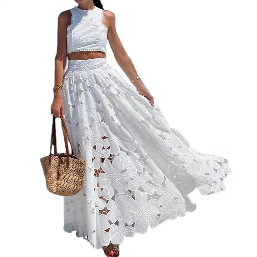 Women's White Floral Lace Embr - مراجعة Summer Clothing Vacation وسعره