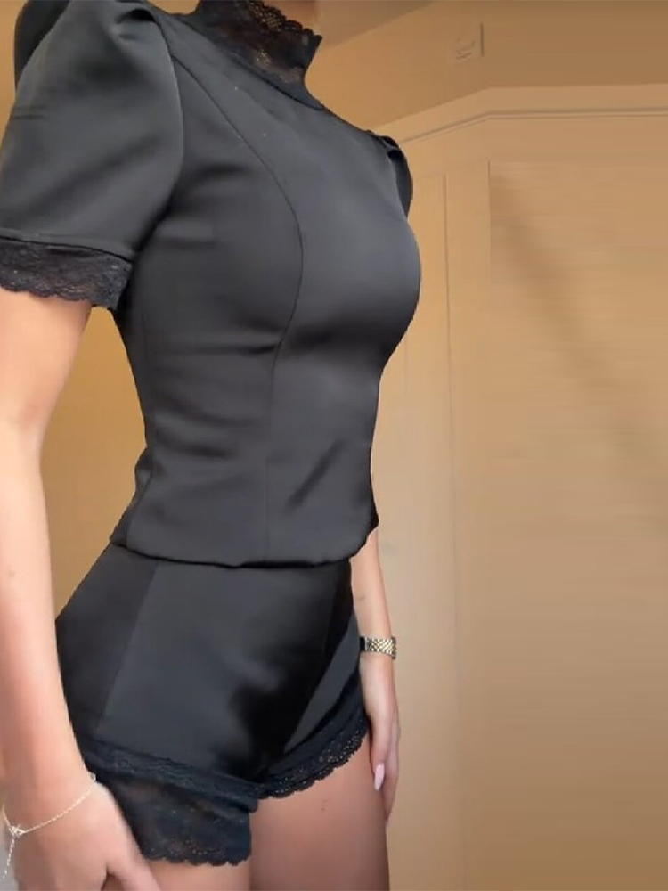 New Satin Lace Edge Top Short  - مراجعة Off Shoulder Blouse وسعره